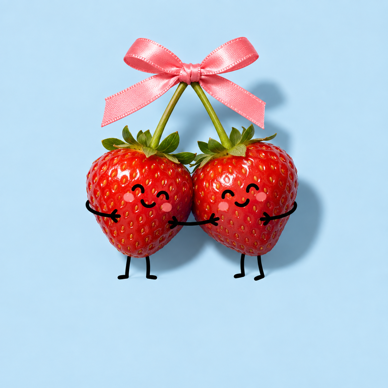 Two happy strawberries